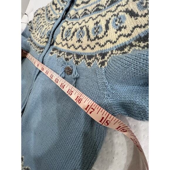 Norway Design Handknitted Wool Cardigan Sweater Fair Isle Nordic Pattern - Picture 6 of 8